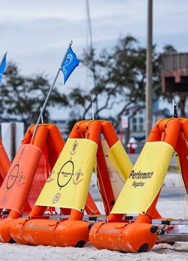 A row of RoboMarks ready on the beach